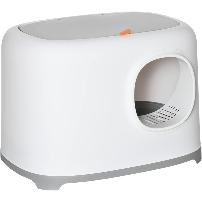 Туалет для котів PawHut з кришкою, пластиковий, білий, до 5 кг, 55x40x39 см