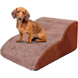 Сходинки для собак Galatée: 2-поверхові, з антиковзаючою поверхнею, з високощільної піни, для ліжка, дивану та авто, знімний чохол (колір: коричневий)