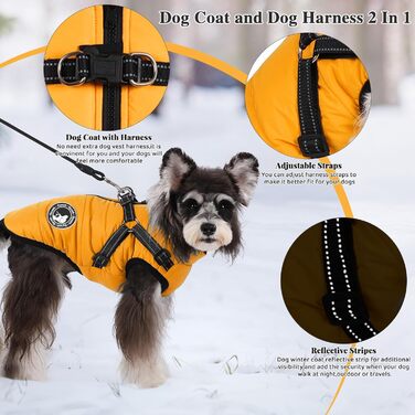 Водонепроникний теплий одяг для собак з мискою - зимова куртка для маленьких, середніх та великих собак (XXXX-Large, жовтий)