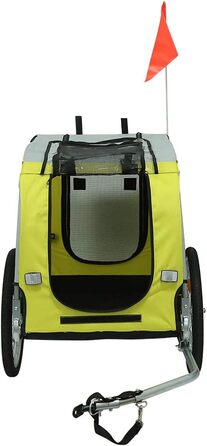 Багатофункціональний велопричіп 2-в-1: для дітей та домашніх тварин. Велосипедний візок-причіп, 2 місця, 137x73x90 см (жовто-сірий)