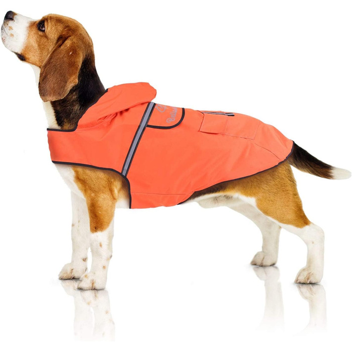 Дощовик для собак Bella & Balu - водонепроникний дощовик з капюшоном та світловідбиваючими елементами для безпечних прогулянок, ігор та відпочинку з собакою (M, Помаранчевий)