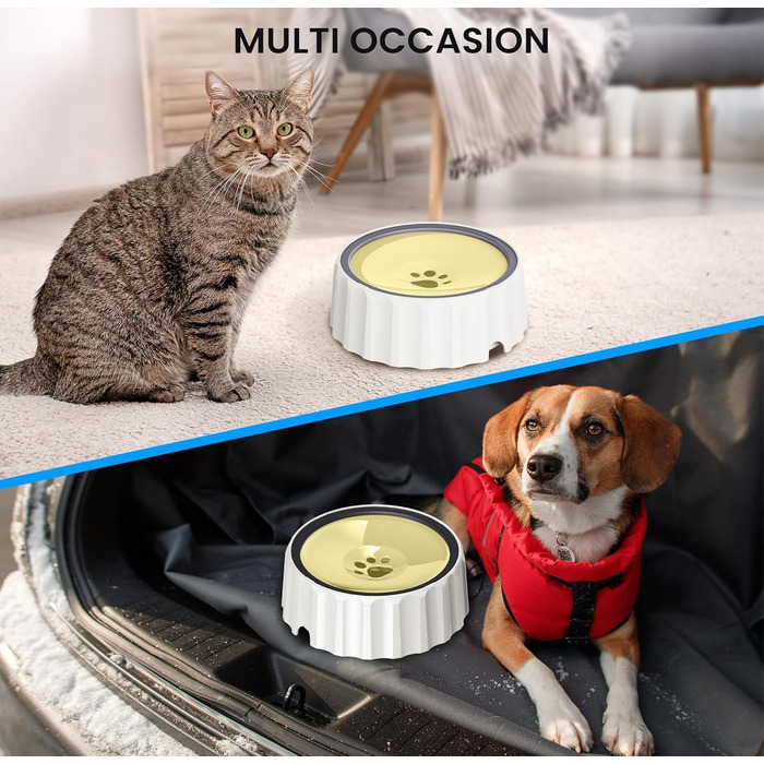 Напійник для собак без розливання, 2 л, великий об'єм, диспенсер, неслизький, без бризок, повільний напійник, без крапель, підходить для собак та котів (Бежевий)