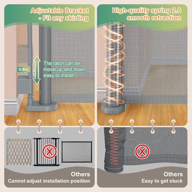 Розсувне захисне огородження для дітей та собак, 400 см, біле. Захист для сходів/коридору/інтер'єру/екстер'єру.