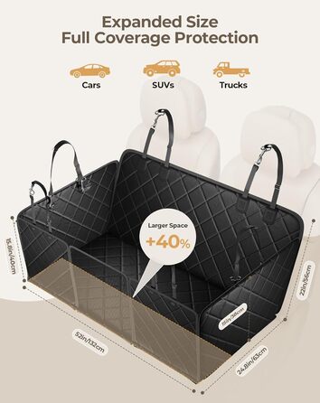 Килимок для собак у машину з жорсткою основою | Водонепроникний, антиковзний, захисний чохол на заднє сидіння авто | Килимок-матрас для собак XXL з 6 шарами та 2 фіксаторами для ременів безпеки