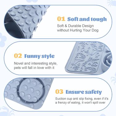 Силіконовий килимок для годування собак та котів - Slow Feeder, антиковзкий, інтерактивний, пазл-годувальник, для швидких їдців (Блакитний)
