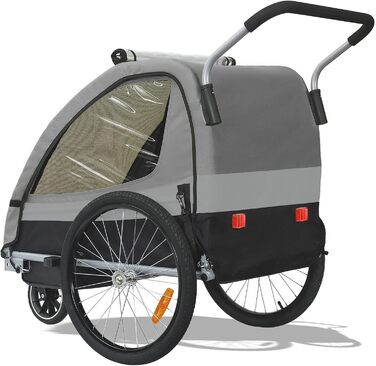 Дитячий причіп Tiggo 2-в-1 для велосипеда: причіп-велосипед, сірий, 50402