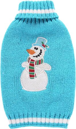 Теплий в'язаний собачий светр на Різдво: милий дизайн з оленем, Сантою та сніжинками. Підходить для собак різних розмірів (XXS-XXL). Кольори: зелений, блакитний.