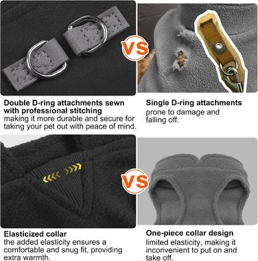 Тепла жилетка для собак BeautyZoo – зимова куртка з капюшоном та кільцем для повідка – чорна, розмір M (обхват грудей 43.1 см)