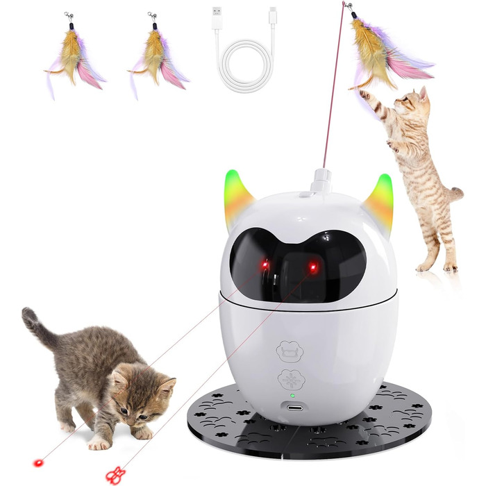 Інтерактивна іграшка для котів, автоматична лазерна іграшка для котів, розумна іграшка для котів/кошенят/собак (біла)