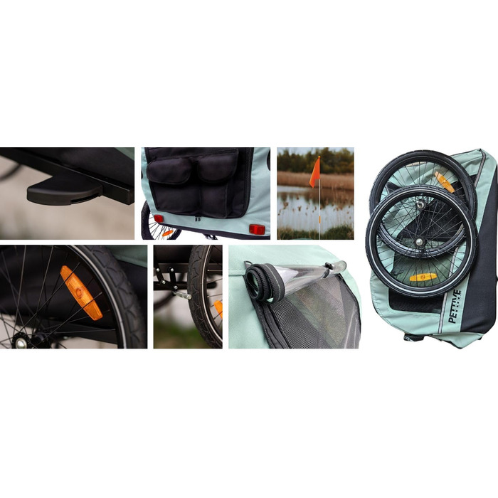 Причіп для велосипеда для собак до 40 кг Active ONE 2в1, пружинний, зелений