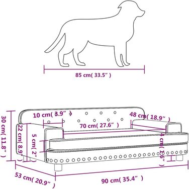 Крісло-лежанка для собак Festnight, темно-сірий колір, 90x53x30 см, з антиковзаючою поверхнею