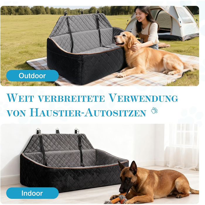 Автокрісло для собак великих та середніх порід до 45 кг, знімний, миючий, з безпечними ременями та неслизьким дном для заднього сидіння автомобіля
