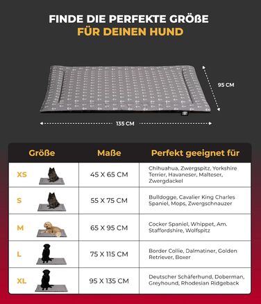 Літня подушка для собак HS-Hundebett® з бавовни з наповнювачем та антиковзким покриттям XS – М'яка подушка для собак на літо – Пральна та довговічна – Легка літня подушка для собак – Виготовлено в Німеччині (Акор, 95x135 см)