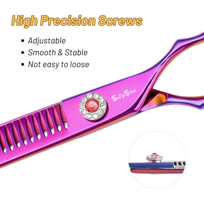 Професійна вигнута ножиця для грумінгу домашніх тварин 7.5 дюймів (25 градусів) з 35 зубцями, фіолетового кольору, преміум-якість