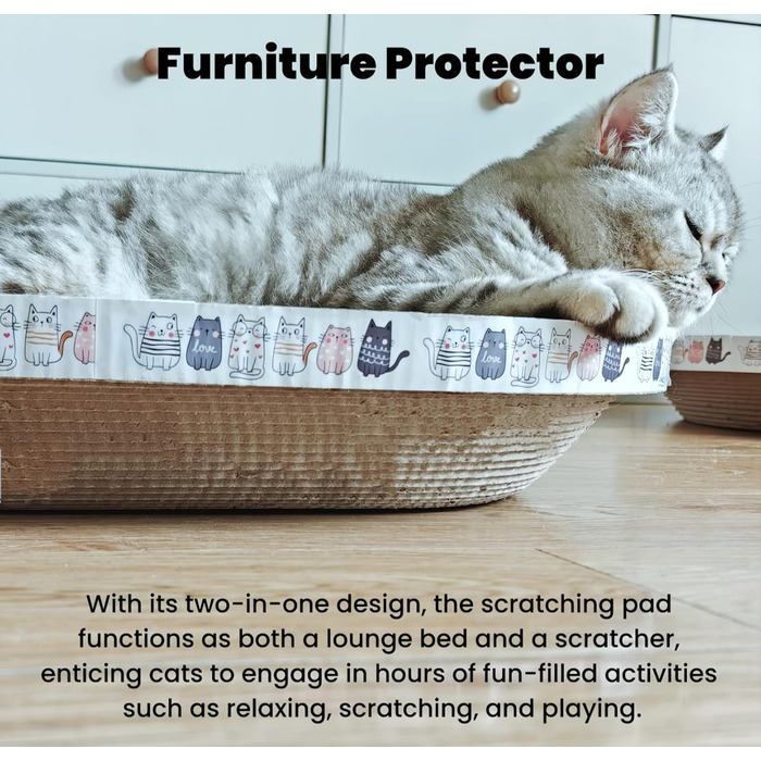 Килимок-подряпування для котів 2 шт., овал, 61 см, з м'якою лежанкою, з картону, для дому
