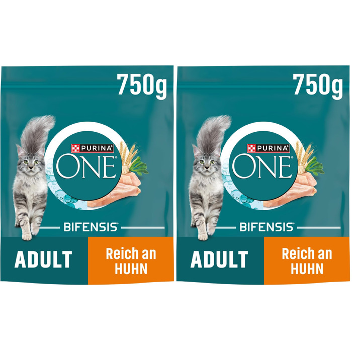 Сухий корм для дорослих котів Purina ONE Bifensis з куркою, 6 x 750 г
