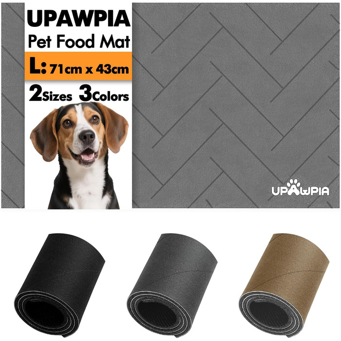 Підкладка під миску для собак та котів, сіра, 43 x 71 см, швидковисихаюча, нековзна, з абсорбентом