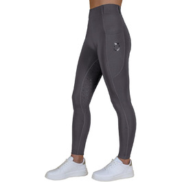 Легінси для верхової їзди Royal Horsemen для жінок та дівчаток (XXS-XL) з силіконовим покриттям - зручні легінси з високою талією з кишенею для телефону та шлевками для ременя - колір: сірий сталь, розмір: Slim 38