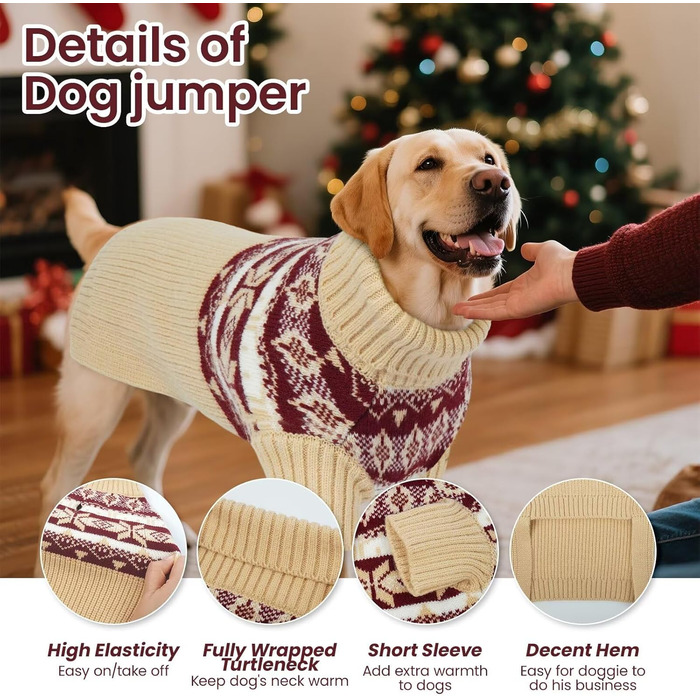 Светр для собак IECOii XXXXL (5XL) великих порід, теплий, з високим коміром, для добермана, німецької доги, апельсиновий