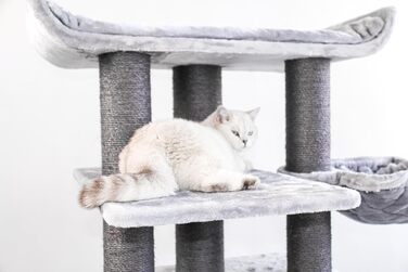 Когтеточка для великих котів Petrebels Maine Coon XXL Route 180 см, дизайн, натуральний сизаль Ø12/15 см, сіра