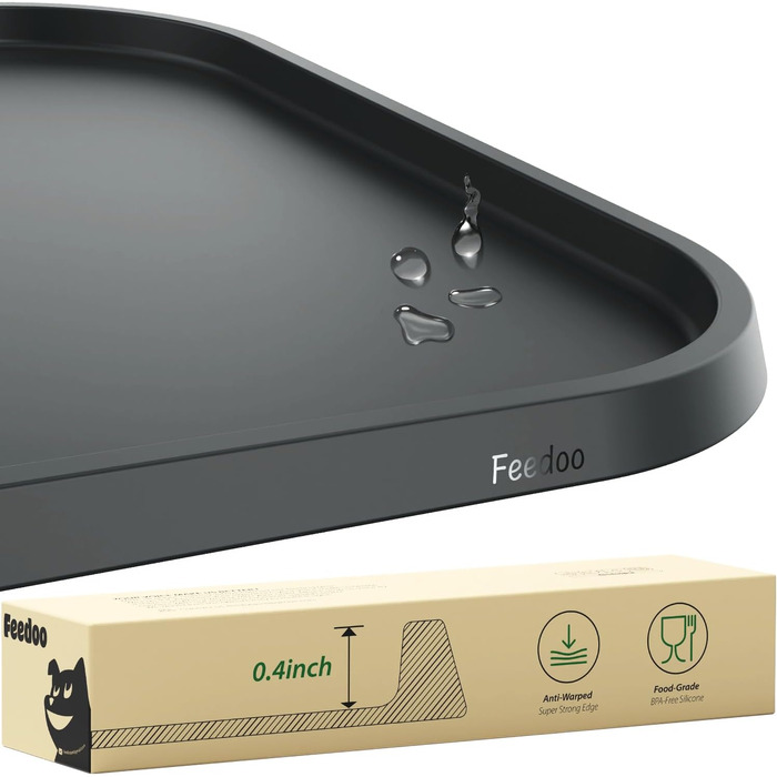 Підкладка під миски для котів та собак, силіконова, з високим бортиком, вологостійка, сіра