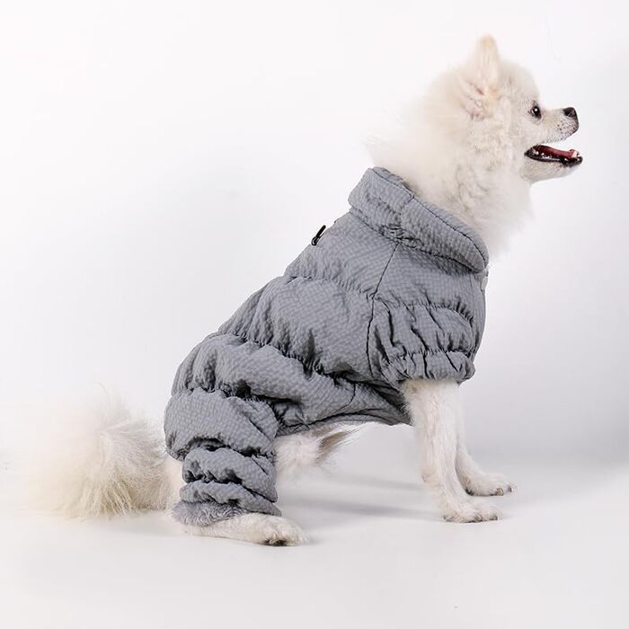 Зимовий теплий одяг для собак - куртка-манта для маленьких та середніх собак, сіра (M), з D-поточкою