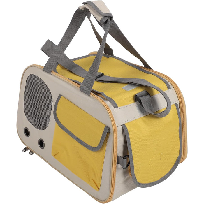 Транспортна переноска для котів та собак LUCKDANO, складана, з регульованим ременем, міцна, стильна (жовта)