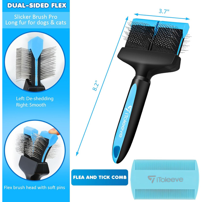 Професійна щітка для собак з довгим волоссям Dual Flex - знімає підшерсток, розплутує та видаляє ковтуни. Підходить для собак та котів