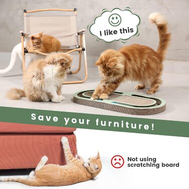 Кігтеточка PETTOM для котів з м'ячиком, двостороння, 66*30*4 см