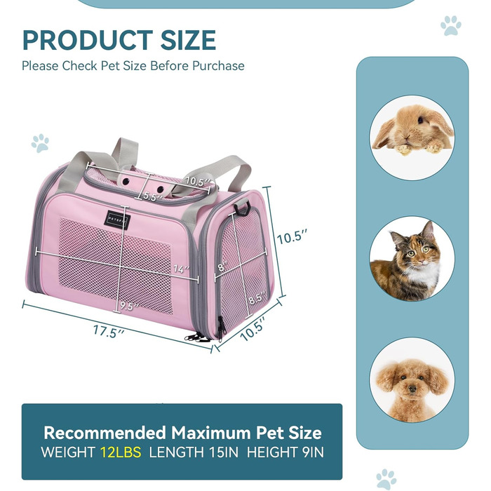 Транспортна переноска для котів та маленьких собак Petsfit, рожева, S