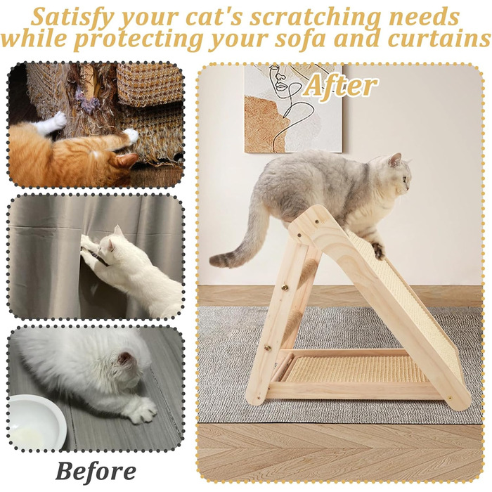 Котяче дряпальний борд Sibosen, 53x49x45 см, 3-в-1, з високоякісного сизалю, без встановлення