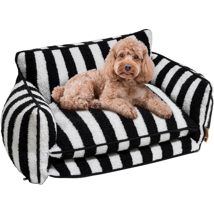 Крісло-лежанка для собак, лежанка для тварин, миється, м'яке ліжко для собак, подушка для собак, диванчик для собак (M-65x40x30см, чорно-білий)