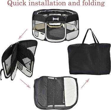 Клітка-забіг для цуценят MC Star Oxford, 8 елементів, 125x125x64 см, чорна