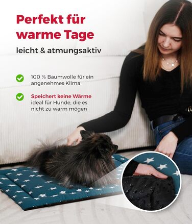 Літня собача ковдра Sterne Petrol з бавовни (55x75 см) – м'яка, з антиковзким шаром, для собак, легко миється, довговічна, Made in Germany
