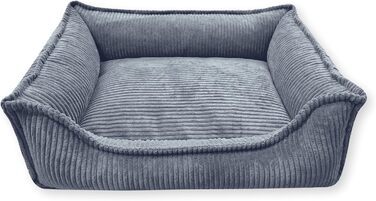 4L Textil М'яке собаче ліжко з корду Hugo Premium-LINE, ортопедичне, для маленьких собак, з піною з пам'яті, знімний чохол, плюшеве (темно-сірий, 60x40 см)