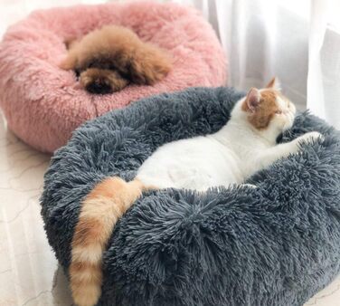 М'яке ліжко для собак Maran Gemütlich знімні та пральні подушки. Кругле або овальне гніздо, 50*50*20 см, сірий колір.