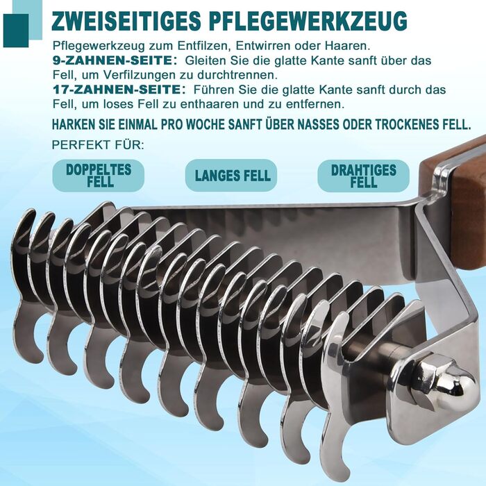 Трімстригуч Coat King для собак та котів - щітка для видалення підшерстка з 14 лезами (S:184*62mm)