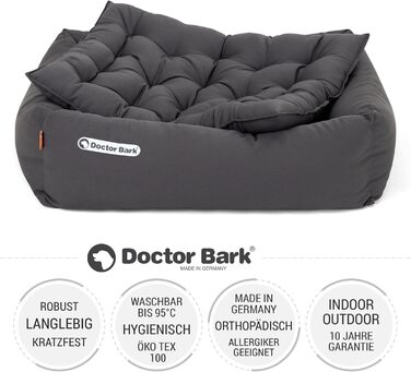 Ортопедичне ліжко для собак Doctor Bark - миється до 95°C, гігієнічне, без запаху, з м'якою підстилкою, для маленьких собак (S - 70x60 см, сірий)