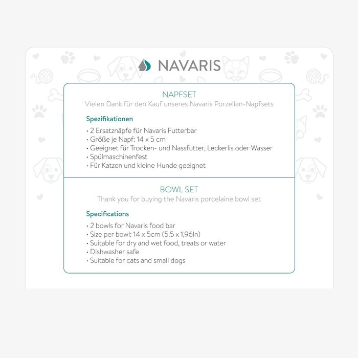 Набір мисок для котів та собак Navaris - керамічні миски для корму, набір для годування котів, миска для корму, миється в посудомийній машині, стиль 1