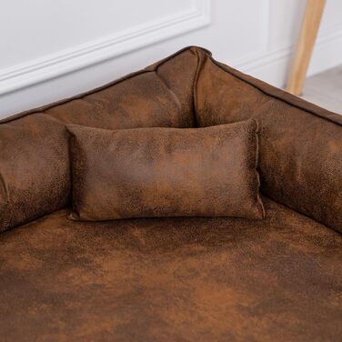 Ортопедичне ліжко для собак Tierlando® Alberto у вінтажному стилі, знімний велюровий чохол, 120x85 см, колір: світло-коричневий