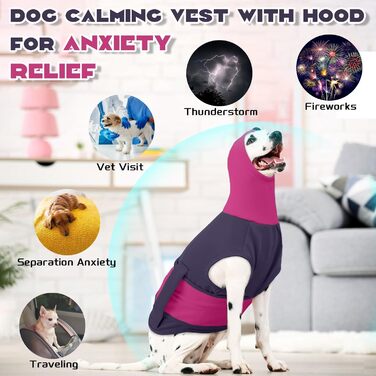Теплий жилет для собак від страху феєрверків з високим коміром, захист вух, для маленьких собак, жилет-пуловер, колір фіолетовий (XS)