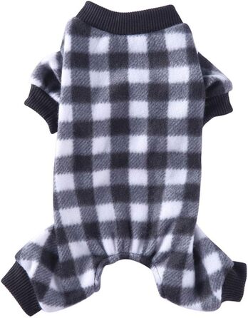 Теплий флісовий халат для собак, м'який одяг для собак, комбінезон для собак, теплий, бавовняний одяг для маленьких собак та котів (Чорний/Білий в клітинку, S)