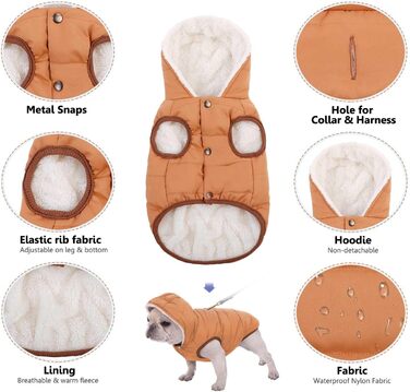 Тепла флісова куртка для собак, вітро- та водовідштовхувальна, з підкладкою з флісу та бавовни, для маленьких, середніх та великих собак, хакі, розмір S