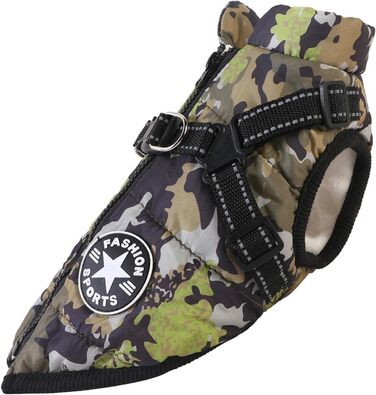 Зимовий теплий накид для собак Waerfeter Extreme 2.0 з захистом від вітру та снігу, з світловідбиваючими смугами (4XL, камуфляж)