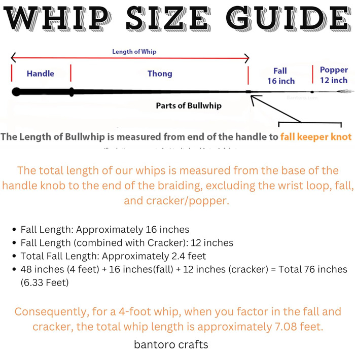 Преміум бичача плеть з чорної шкіри Bantoro Crafts, 12 косичок, довжина 0,9-2,4 м, для верхової їзди