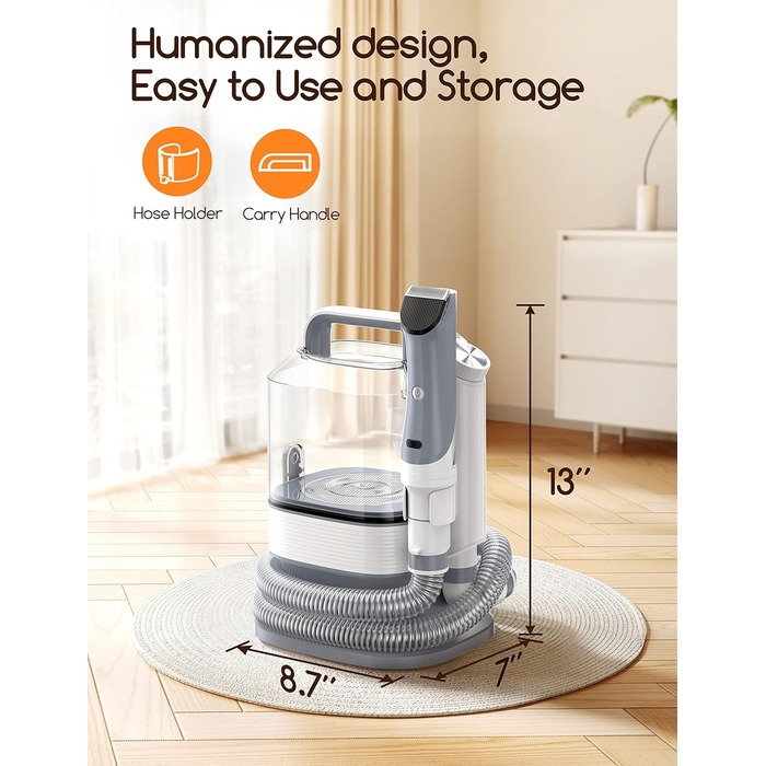 Машинка для стрижки собак Meowant з пилососом для шерсті: 3.2 л, тиха, 5 професійних насадок для догляду та прибирання