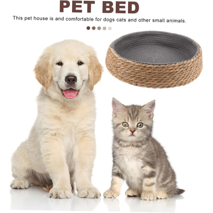 Кругле плете́не ліжко для котів та собак. Натуральне плетіння, будиночок для тварин, прохолодне та дихаюче ліжко, легко мити та підтримує тепло.