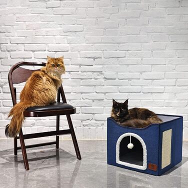 Elevon лежанка для котів, складаний будиночок для котів, котячий куб з дряпкою та двосторонньою подушкою для домашніх тварин, для всіх сезонів