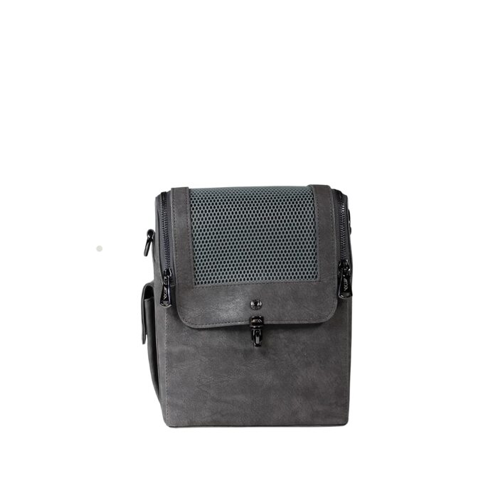 Сумка для собак MYXA Classi, переноска для собак, авіапереноска з знімною сіткою на даху (Сірий Океан, з кишенею)