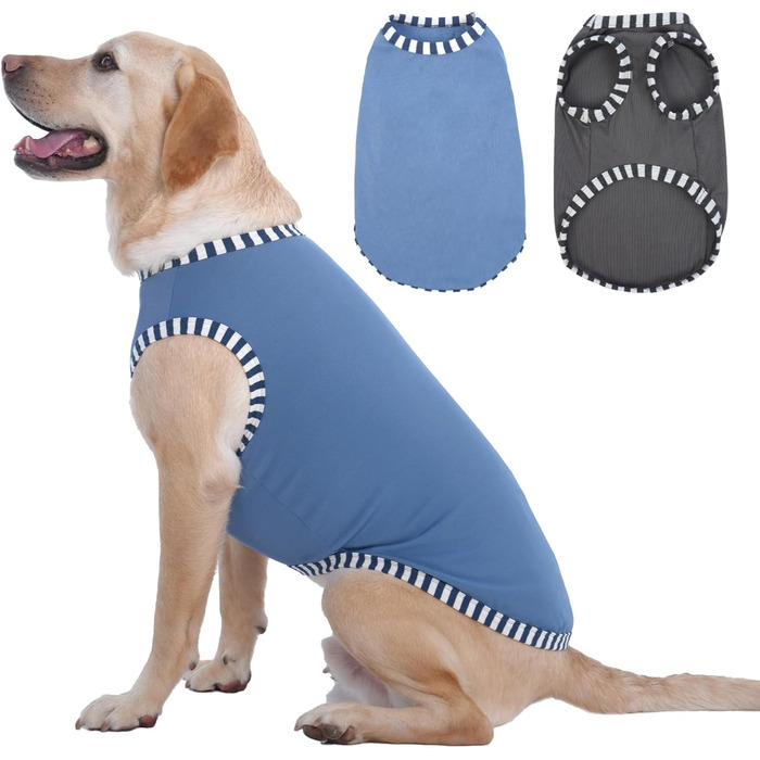 Сорочки для собак 2 шт. (Сірий, Синій) 3XL, захист від сонця, дихаючі, без рукавів, для великих собак, Golden Retriever, літо